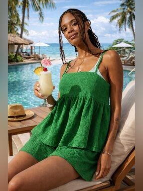 Free People Green Two Piece Set Resort Summer Outfit Size M